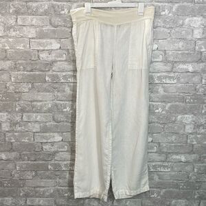 Lands End White Mid Rise Linen Pants